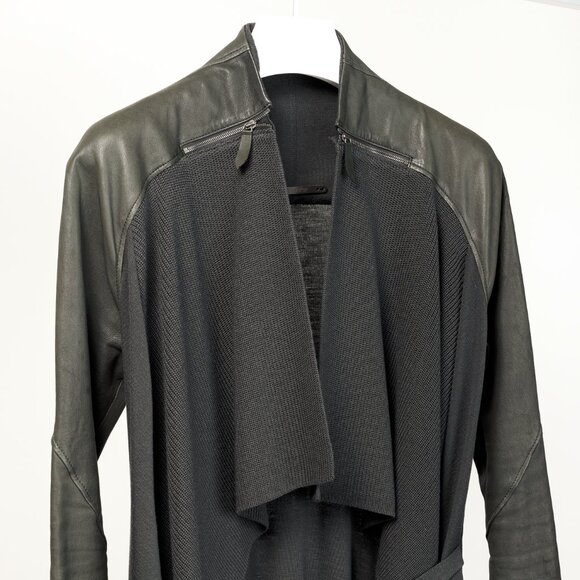 Annette Gortz AW/14 Kubus Grey Leather-Trim Belted Cardigan - Picture 4 of 13